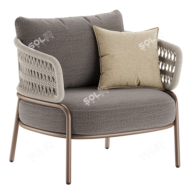 Hand-Woven Bled Outdoor Chair 3D model image 1