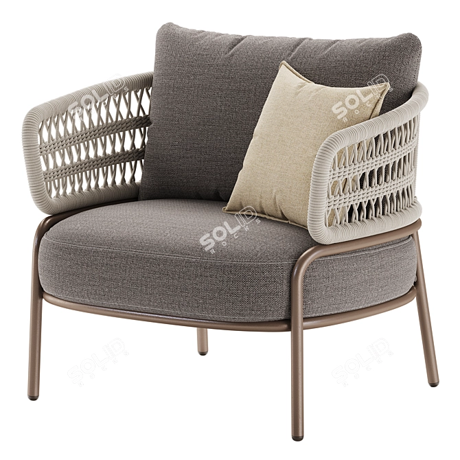 Hand-Woven Bled Outdoor Chair 3D model image 2