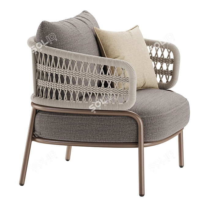 Hand-Woven Bled Outdoor Chair 3D model image 6