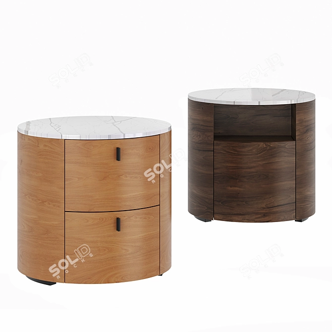 Contemporary Wood Bedside Table Onda 3D model image 1