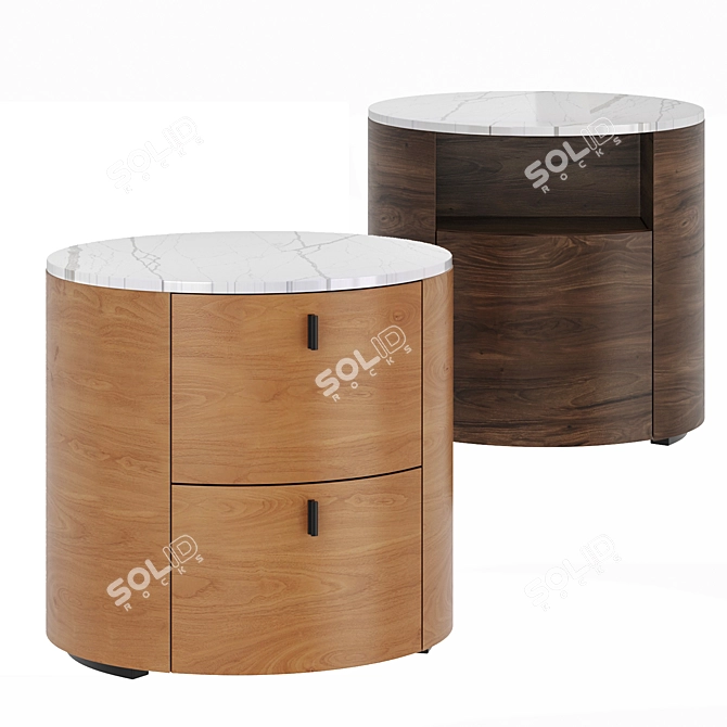 Contemporary Wood Bedside Table Onda 3D model image 5