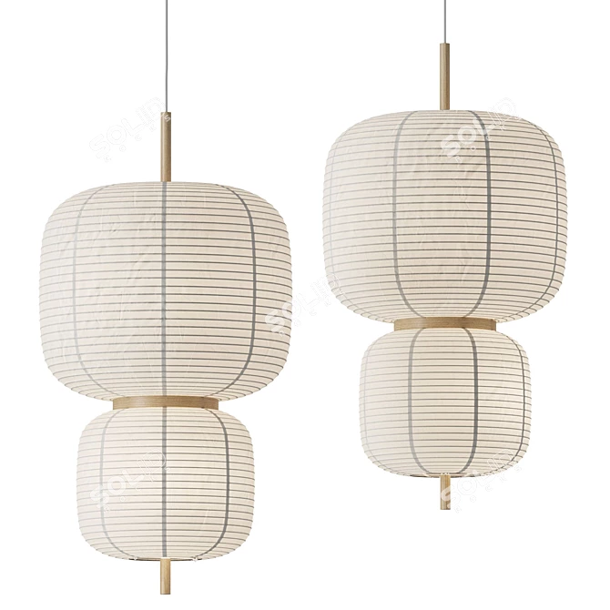 Rice Paper Pendant Lamp, Misaki 3D model image 1