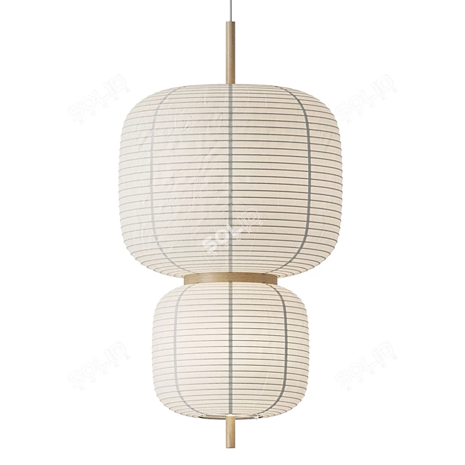 Rice Paper Pendant Lamp, Misaki 3D model image 2