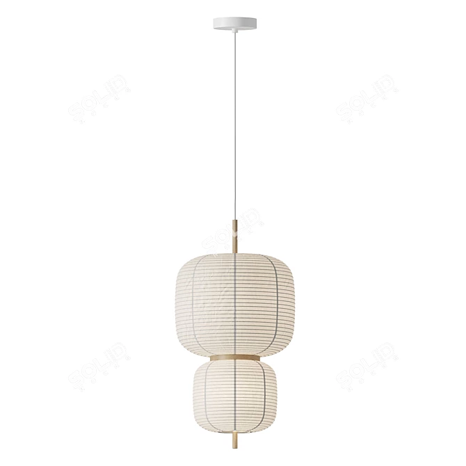 Rice Paper Pendant Lamp, Misaki 3D model image 3