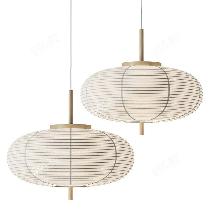 Rice Paper Pendant Lamp Misaki 3D model image 5