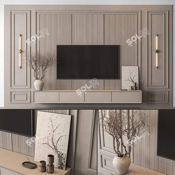 Wall Plaster Set for TVs 3D model image 1