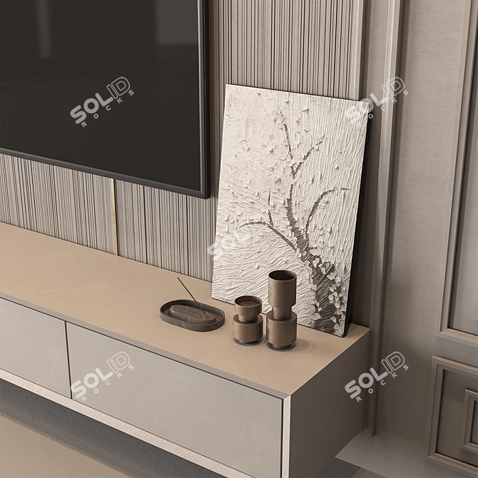 Wall Plaster Set for TVs 3D model image 2