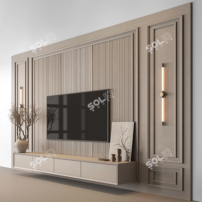 Wall Plaster Set for TVs 3D model image 4