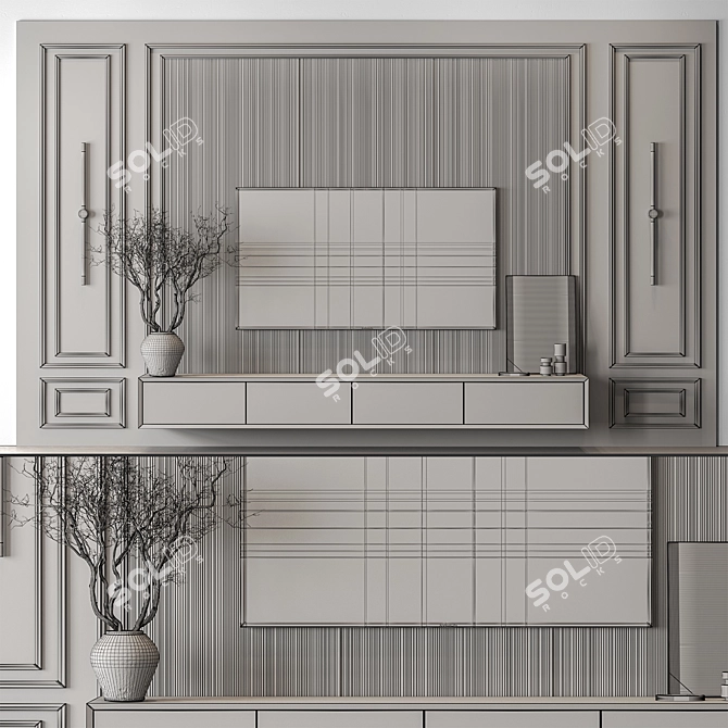 Wall Plaster Set for TVs 3D model image 5