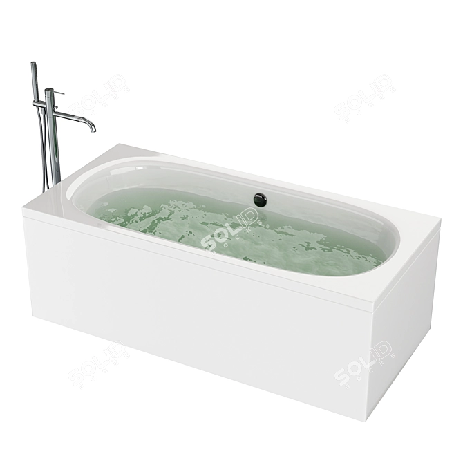  Freestanding Acrylic Bathtub & Mixer 3D model image 2