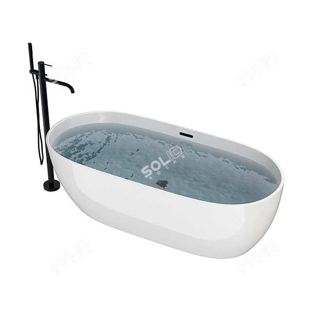  Freestanding Acrylic Bathtub & Mixer 3D model image 3