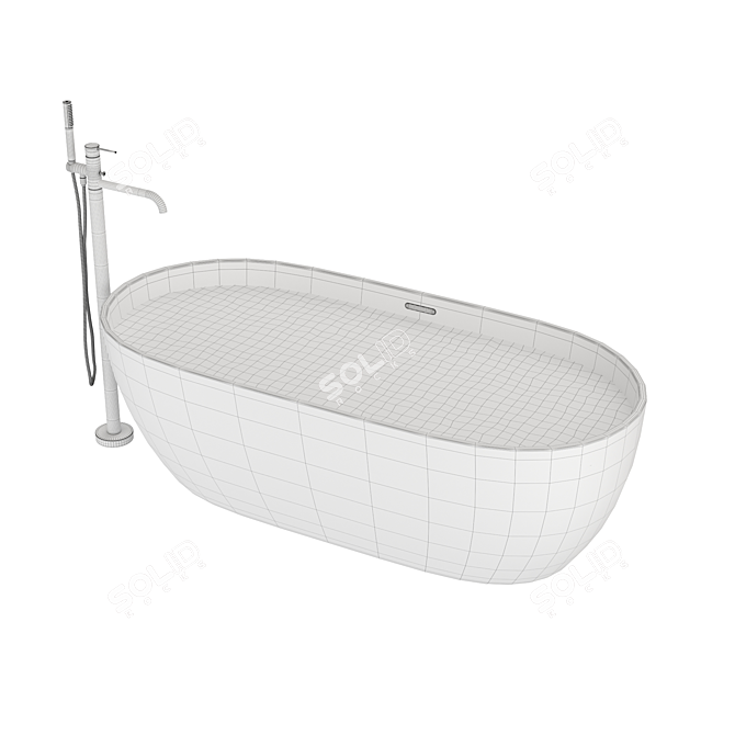  Freestanding Acrylic Bathtub & Mixer 3D model image 5