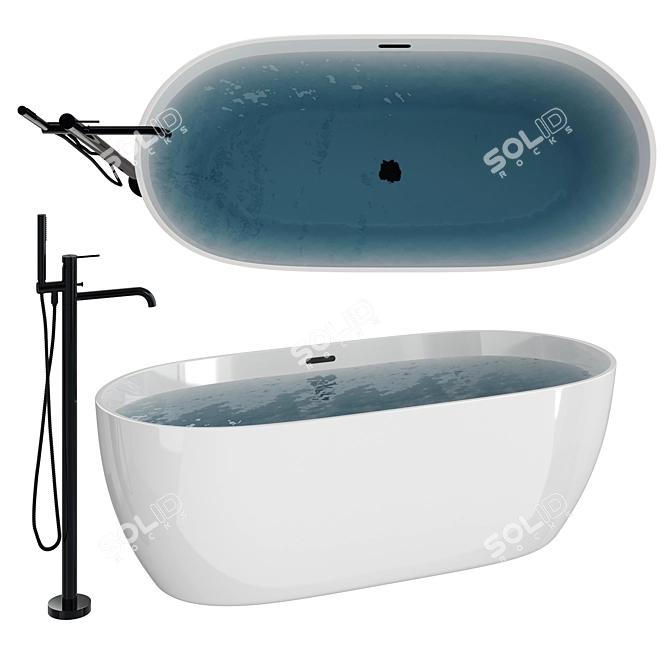  Freestanding Acrylic Bathtub & Mixer 3D model image 6