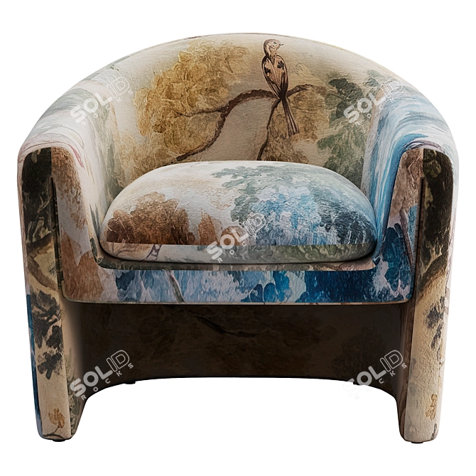 Elegant Willow Jacquard Accent Chair 3D model image 3