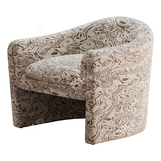 Elegant Willow Jacquard Accent Chair 3D model image 4