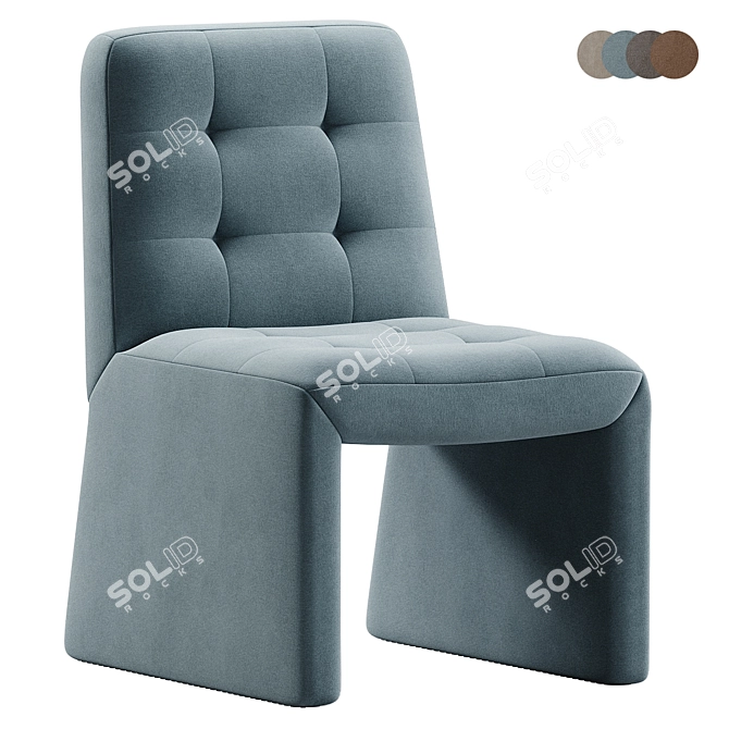 Hank Velvet Dining Chair, Light Blue 3D model image 1