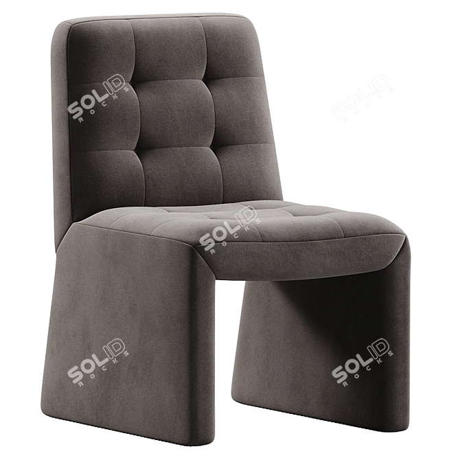 Hank Velvet Dining Chair, Light Blue 3D model image 2