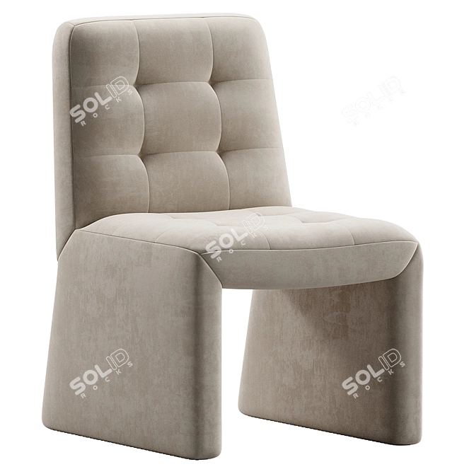 Hank Velvet Dining Chair, Light Blue 3D model image 3