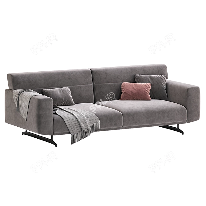 Raven Gray Sofa Mechanism 3-Seater 3D model image 2