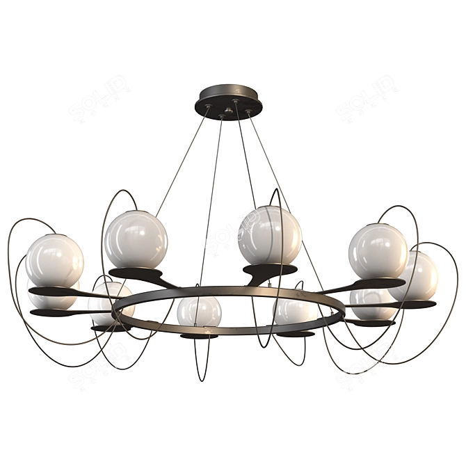 Versatile Ring Chandelier & Lamps 3D model image 2