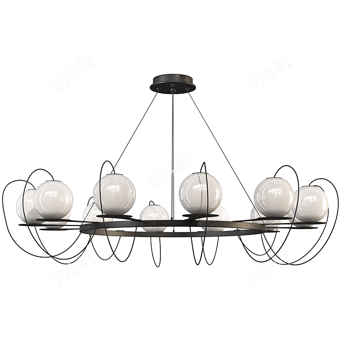 Versatile Ring Chandelier & Lamps 3D model image 6