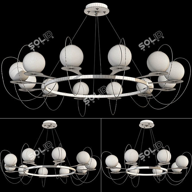 Versatile Ring Chandelier & Lamps 3D model image 7