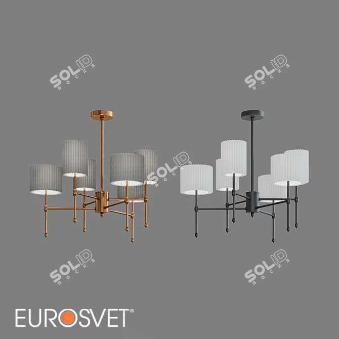 Eurosvet Notturno Fabric Shade Chandelier 3D model image 3