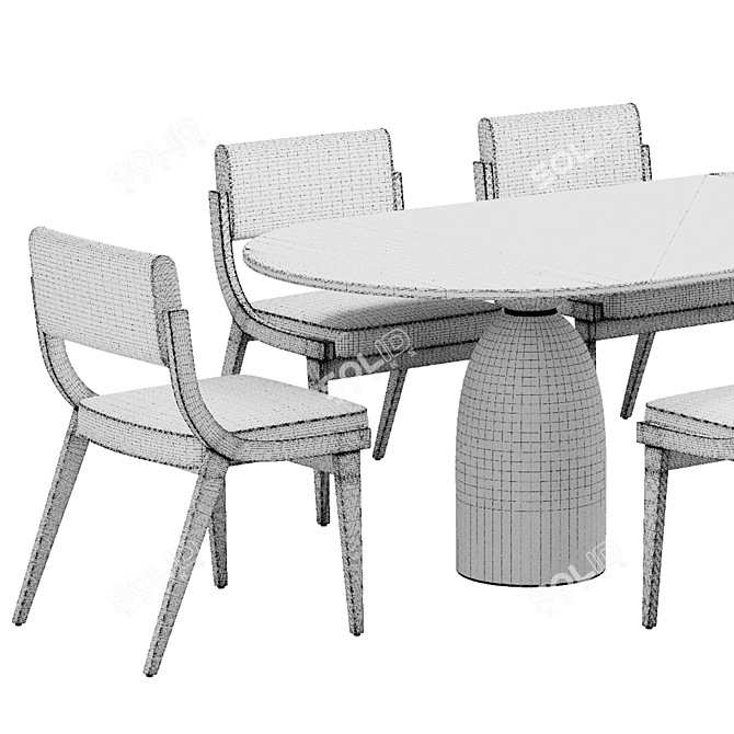 Modern Wood Dining Set 152 3D model image 6