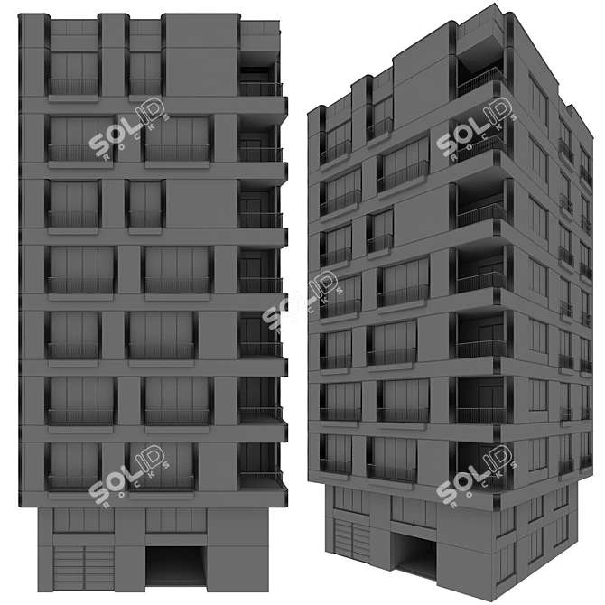 Multi-floor Building Model Kit 3D model image 12
