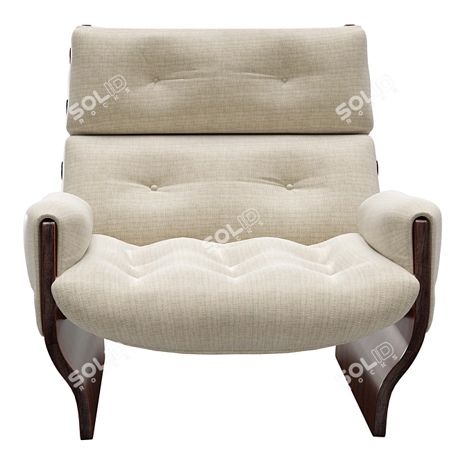 Retro Rosewood Lounge Chair Classic 3D model image 2