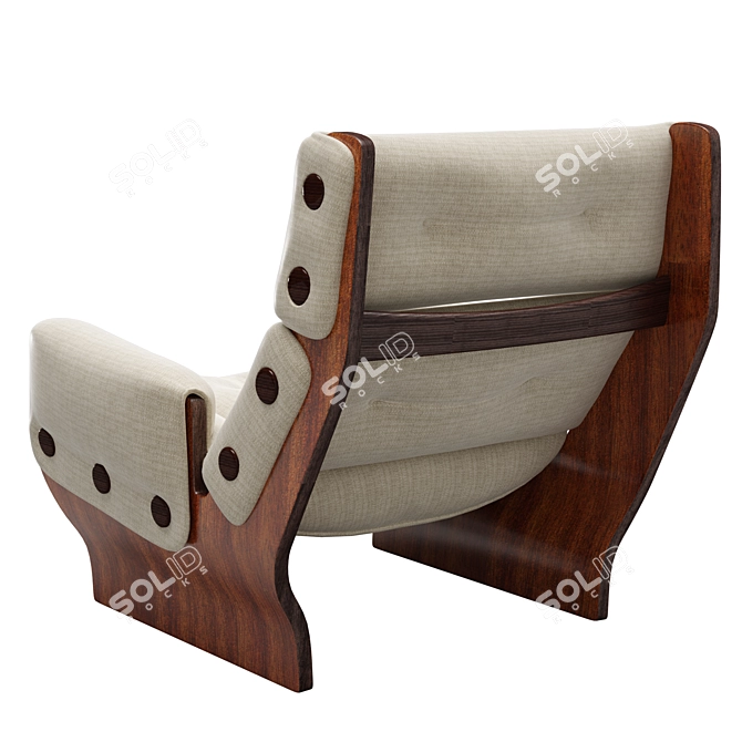 Retro Rosewood Lounge Chair Classic 3D model image 3