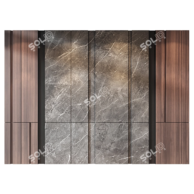 Modern Wood and Marble Panels 3D model image 2