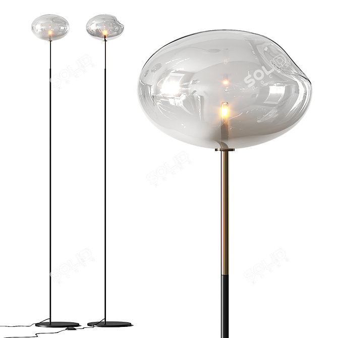 Elegant Blown Glass Floor Lamp 3D model image 1