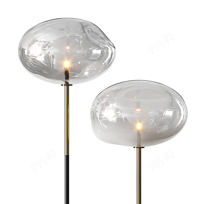 Elegant Blown Glass Floor Lamp 3D model image 2