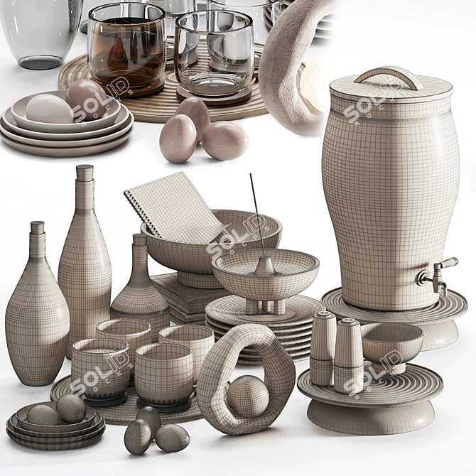 Modern Tableware Set 2 - 3D Model 3D model image 3