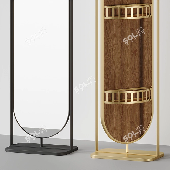 Modern Rotating Floor Mirror Shelves 3D model image 4