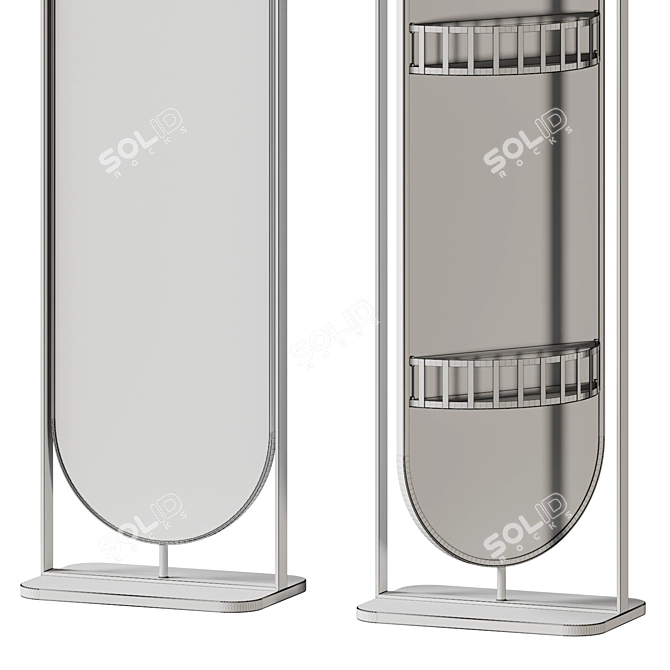 Modern Rotating Floor Mirror Shelves 3D model image 6