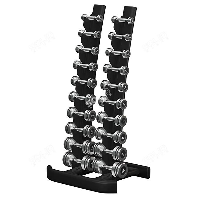 Harden Chrome Dumbbells Storage Solution 3D model image 1