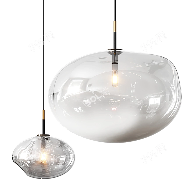 Modern Blown Glass Pendant Lamp 3D model image 1