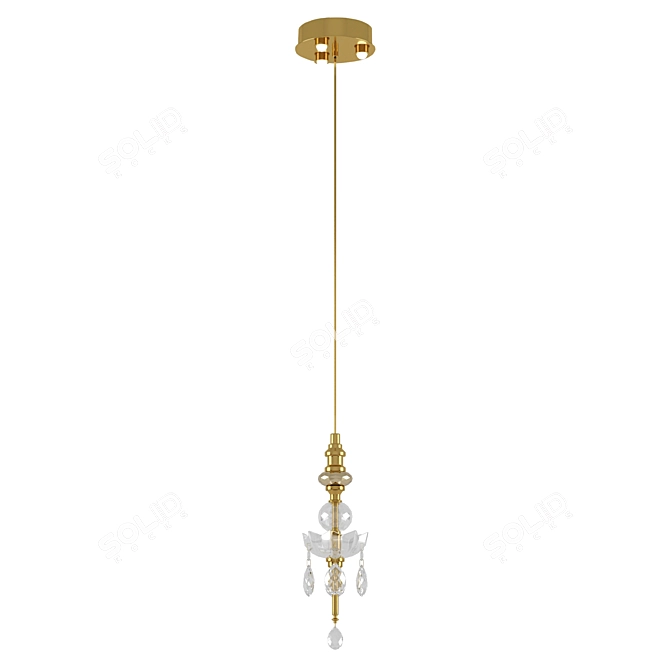 Gold Crystal Pendant Light Fixture 3D model image 1