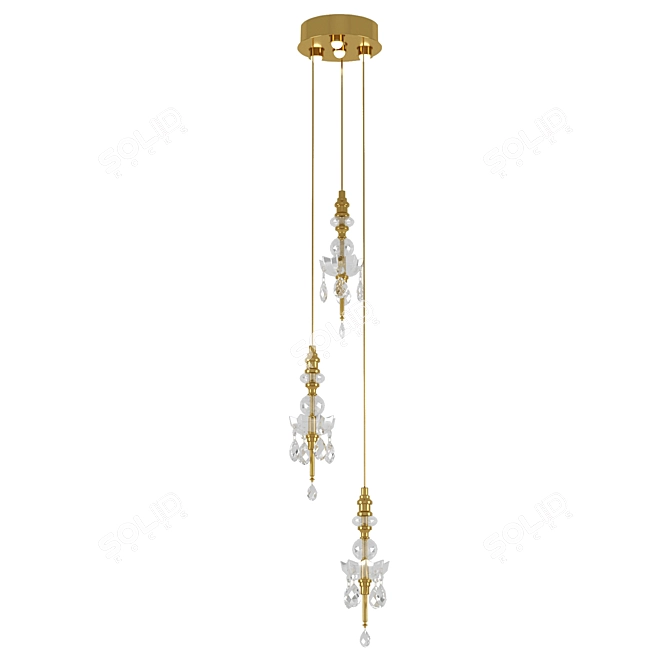 NEWPORT Gold Crystal Ceiling Light 3D model image 1