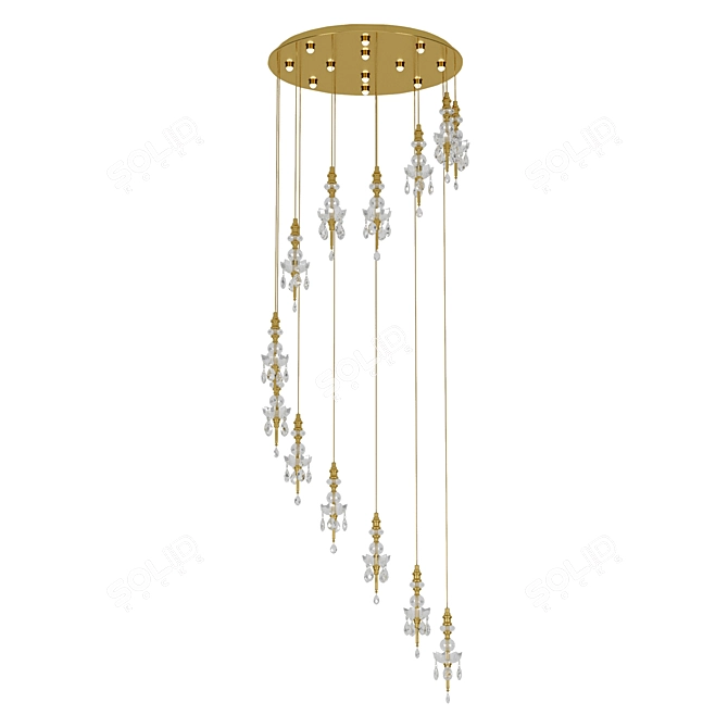 Luxury Gold Chrome Crystal Ceiling Light 3D model image 1