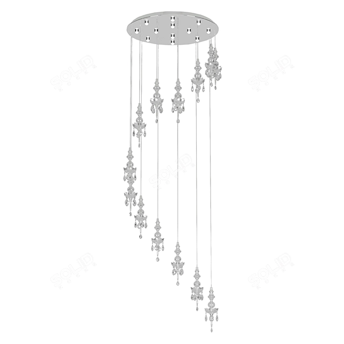 Luxury Gold Chrome Crystal Ceiling Light 3D model image 2