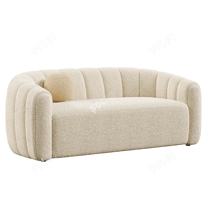 Vintage Channel-Tufted Deco Loveseat 3D model image 2