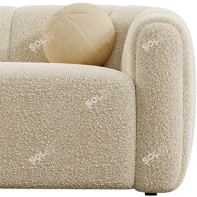 Vintage Channel-Tufted Deco Loveseat 3D model image 3