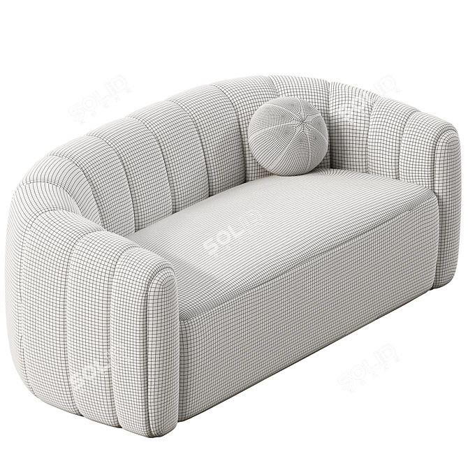 Vintage Channel-Tufted Deco Loveseat 3D model image 4