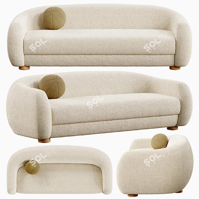 Plush Boucle Loveseat in Ivory 3D model image 1