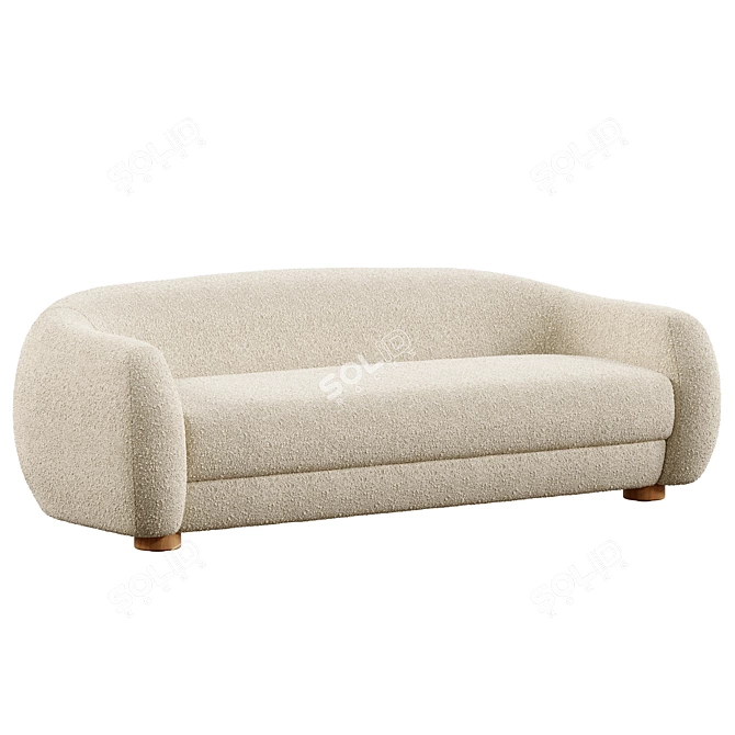 Plush Boucle Loveseat in Ivory 3D model image 2