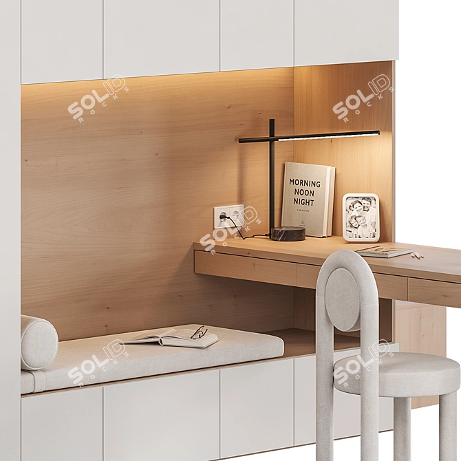 Modern Workspace Furniture Set with Storage 3D model image 3