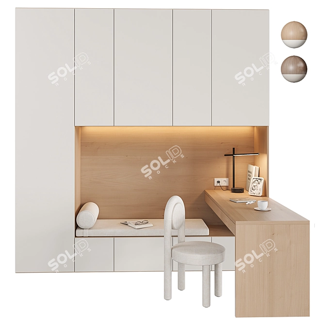 Modern Workspace Furniture Set with Storage 3D model image 4